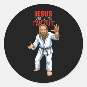 Funny Brazilian Jiu Jitsu Jesus BJJ Classic Round Sticker