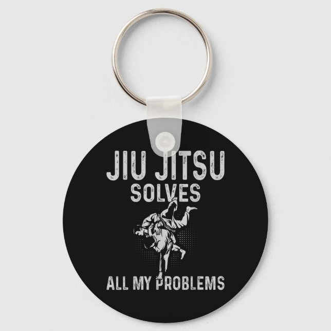 Funny Brazilian Jiu Jitsu - Jiu Jitsu solves Keychain (Front)
