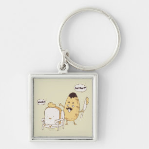 Funny Bread and Butter Haircut Cartoon Keychain