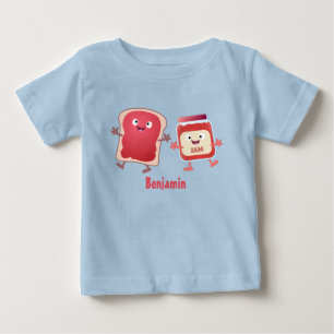 Funny bread and jam cartoon characters baby T-Shirt
