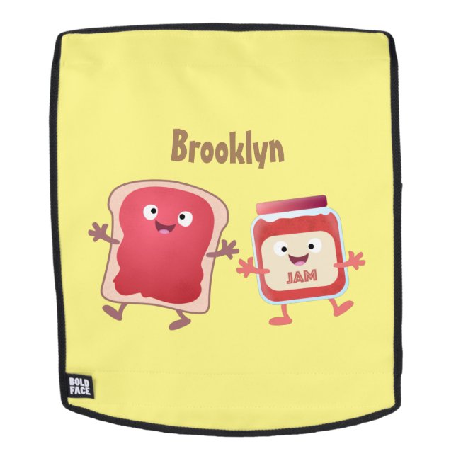 Funny bread and jam cartoon characters backpack (Removable Face)