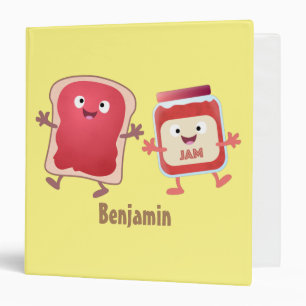 Funny bread and jam cartoon characters binder