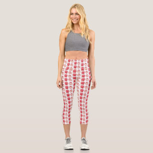 Funny bread and jam cartoon characters  capri leggings