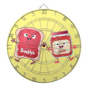 Funny bread and jam cartoon characters dartboard