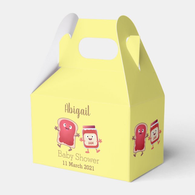 Funny bread and jam cartoon characters favor box (Front Side)