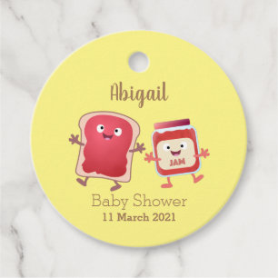 Funny bread and jam cartoon characters favour tags