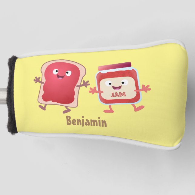 Funny bread and jam cartoon characters golf head cover (Front)