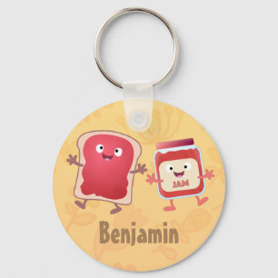 Funny bread and jam cartoon characters keychain