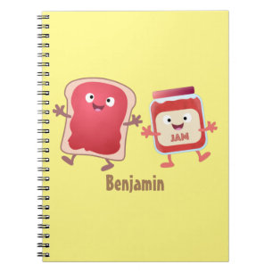 Funny bread and jam cartoon characters notebook
