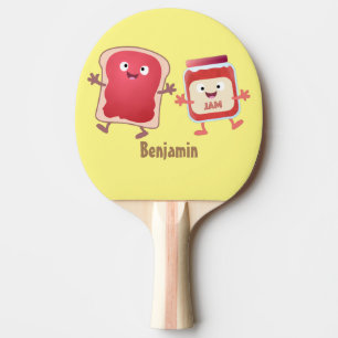 Funny bread and jam cartoon characters ping pong paddle