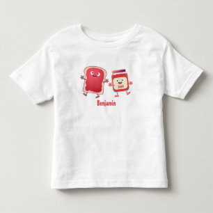 Funny bread and jam cartoon characters toddler t-shirt