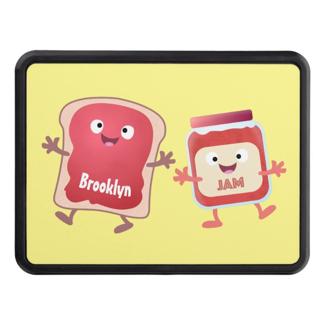 Funny bread and jam cartoon characters trailer hitch cover (Front)