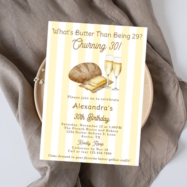 Funny Bread Churning Butter Themed Birthday Party  Invitation (Creator Uploaded)