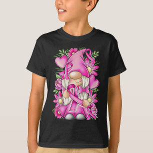 Funny Breast Cancer Pink Ribbon Cute Gnome Awarene T-Shirt