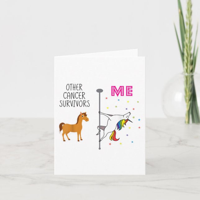 Funny Breast Cancer Survivor Unicorn Rainbow Le Da Card (Front)