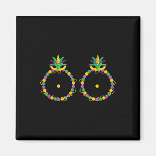 Funny Breast With Beads Nola Mardi Gras Fat Tuesda Magnet