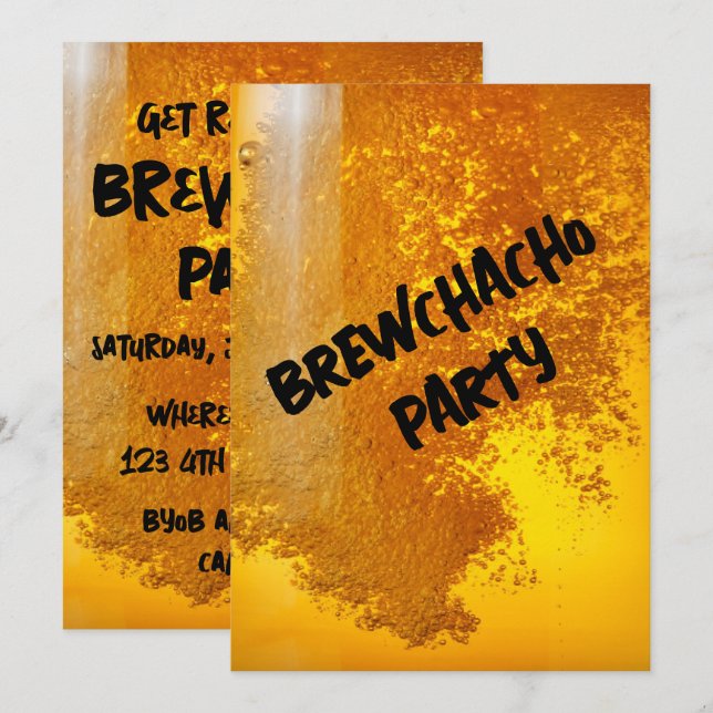 Funny Brewchacho Beer Invitation (Front/Back)