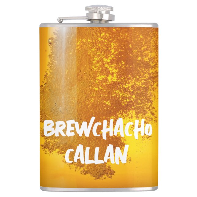 Funny Brewchacho Hip Flask (Front)