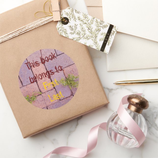 Funny Brick Walkway Photograph Bookplate Classic Round Sticker (Gifting)