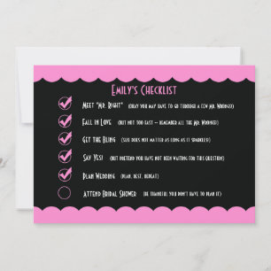 Funny Bridal Shower Invitation -- Funny Checklist