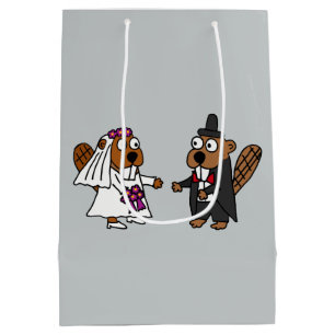 Funny Bride and Groom Beaver Gift Bag