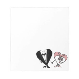 Funny Bride and Groom Hearts Art Notepad