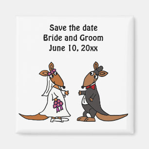 Funny Bride and Groom Kangaroo Wedding Design Magnet