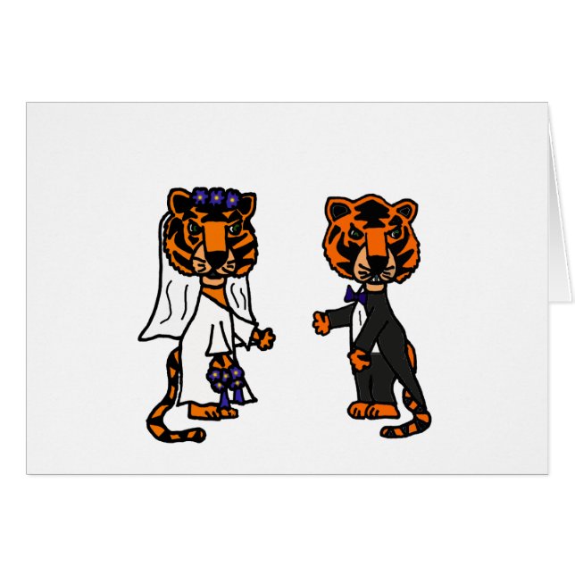 Funny Bride and Groom Tiger Wedding Art (Front Horizontal)