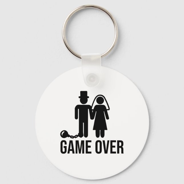 Funny Bride Groom Wedding Bachelor Bachelorette Pa Keychain (Front)