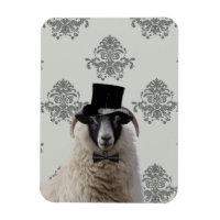Funny bridegroom sheep in top hat