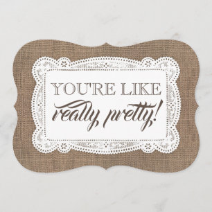 Funny Bridesmaid / Maid of Honour Rustic Burlap Invitation