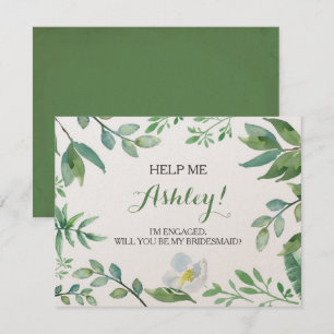 Funny BRIDESMAID PROPOSAL card, Greenery Invitation