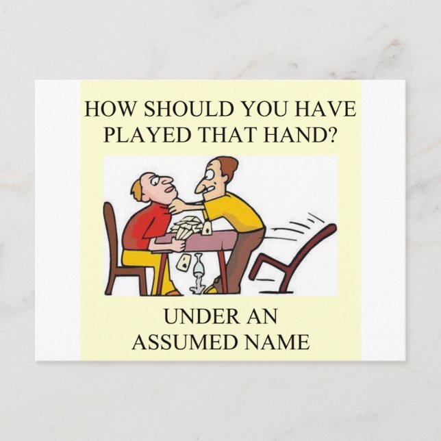 funny bridge player joke design postcard (Front)