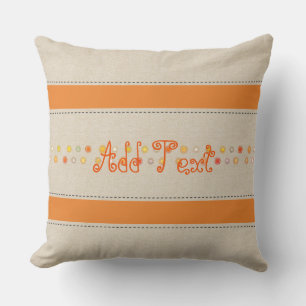 Funny Bright Linen Orange Stripes Add Text Name Throw Pillow