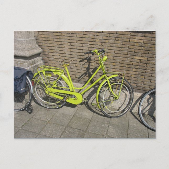 Funny Bright Yellow Bicycle Postcard (Front)
