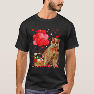 Funny British Longhair Cat Heart Valentine Cat Lov T-Shirt