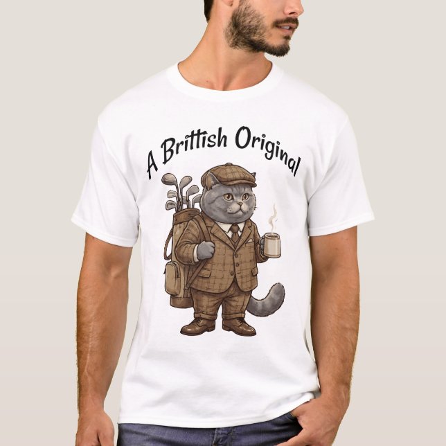 Funny British Shorthair Cat Golf T-Shirt (Devant)