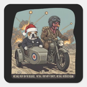 Funny British themed Christmas Square Sticker