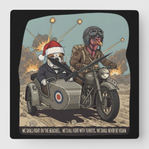 Funny British themed Christmas Square Wall Clock