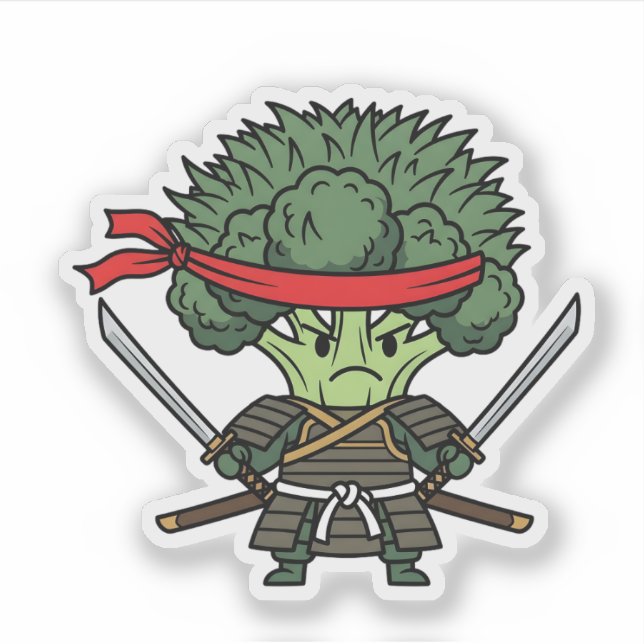 Funny Broccoli Samurai Warrior Japanese Art Illust (Front)