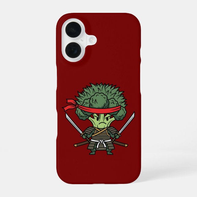 Funny Broccoli Samurai Warrior Japanese Art Illust iPhone 16 Case (Back)