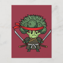 Funny Broccoli Samurai Warrior Japanese Art Illust