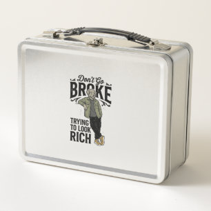 Funny Broke But Rich Vibes Vintage Dog Shirt Desig Metal Lunch Box