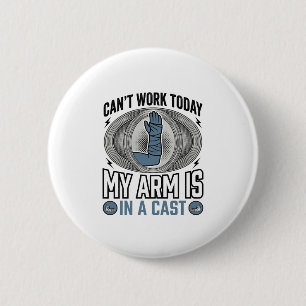 Funny Broken Arm Cast Vintage T-Shirt Design_1 2 Inch Round Button
