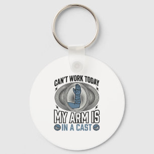 Funny Broken Arm Cast Vintage T-Shirt Design_1 Keychain