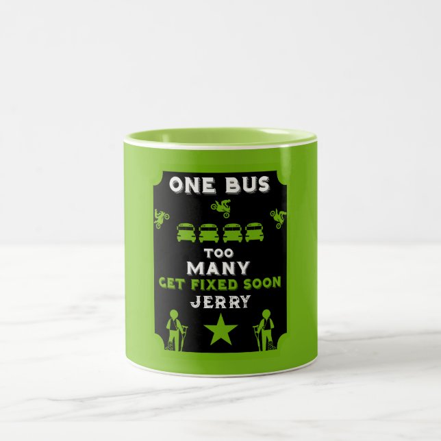 Funny Broken Leg Get Well Two-Tone Coffee Mug (Center)