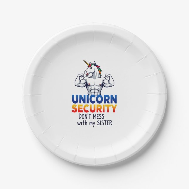 Funny Brother Unicorn Security Dont Mess With My S Paper Plate (Front)