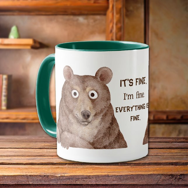 Funny Brown Bear I'm Fine Office Mug (Creator Uploaded)