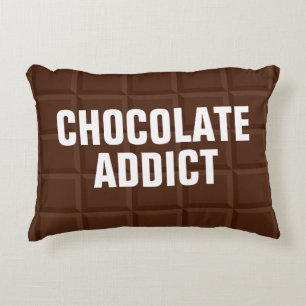 Funny brown chocolate addict throw pillow