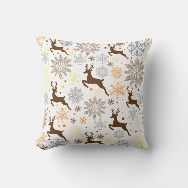 Funny Brown Christmas Pattern Throw Pillow (Front)